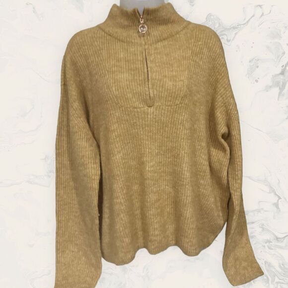 NEW Vero Moda Knitted zipper pullover - Size XL- color Mink - Picture 1 of 5